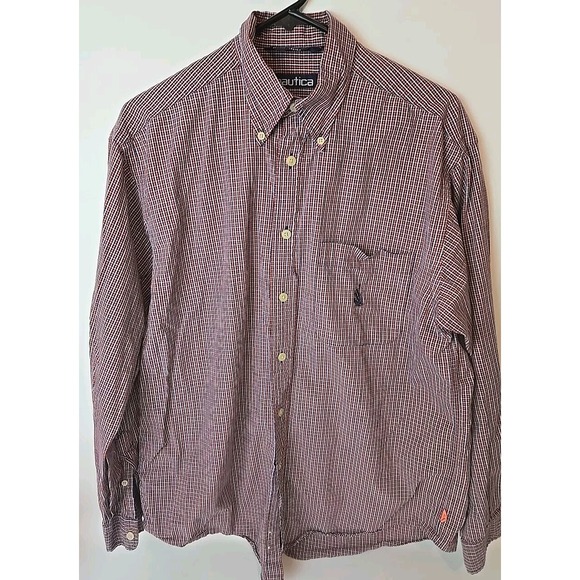 Nautica Other - Men's Nautica Orange Check Button Down Shirt Size Medium